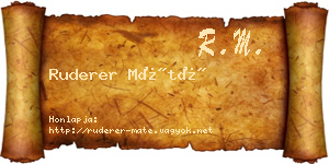 Ruderer Máté névjegykártya